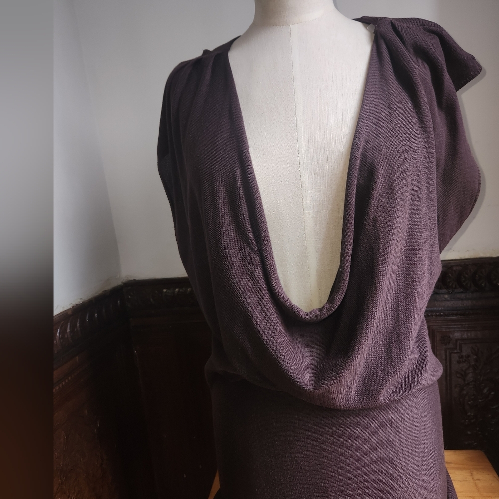DIANE VON FURSTENBERG Chocolate Cowl neck Silk Drop-waist Dress Size M